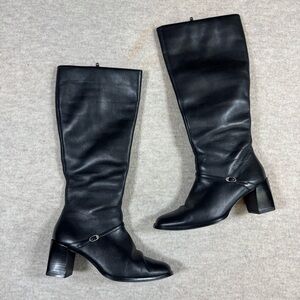 Vintage Black Heeled Leather Boots